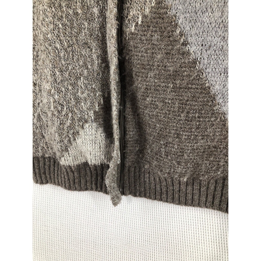 St Michael Vintage Women Cardigan Sweater 16 Gray Brown Wool Full Zip Knit Lined - Picture 5 of 11